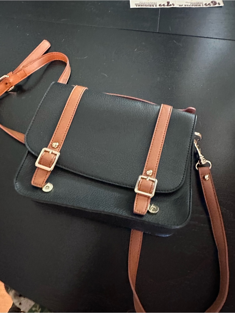 Black & Brown Crossbody Satchel Bag - Classic Women's Shoulder Bag